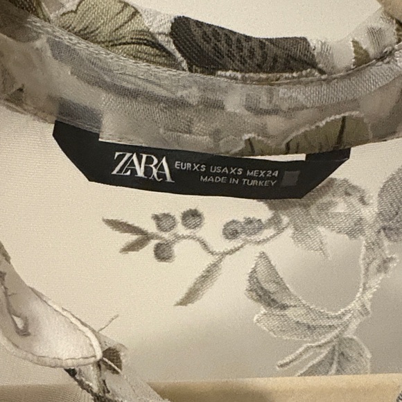 Zara Sheer Floral Blouse - Cream and Olive - Picture 2 of 3